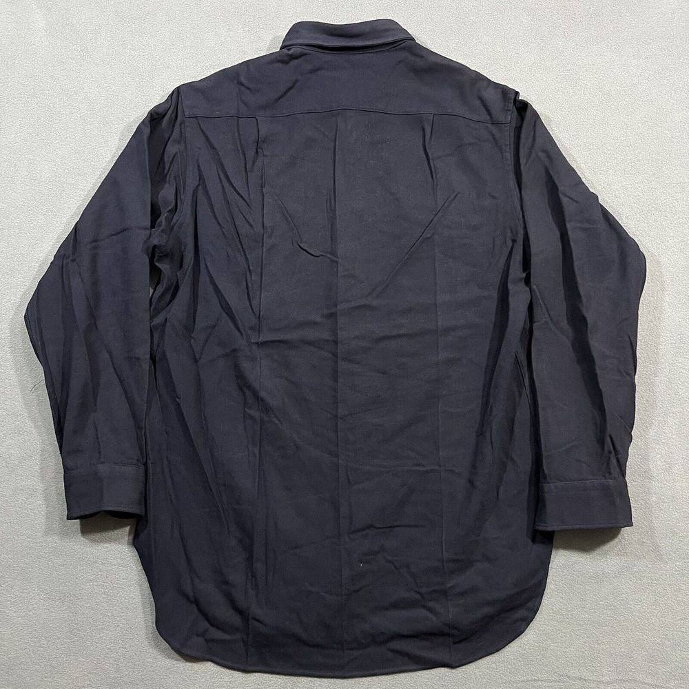 1950s Pendleton Trail Shirt Men 16.5 Navy Blue Virgin Wool Elbow Patches Pockets - Picture 2 of 16